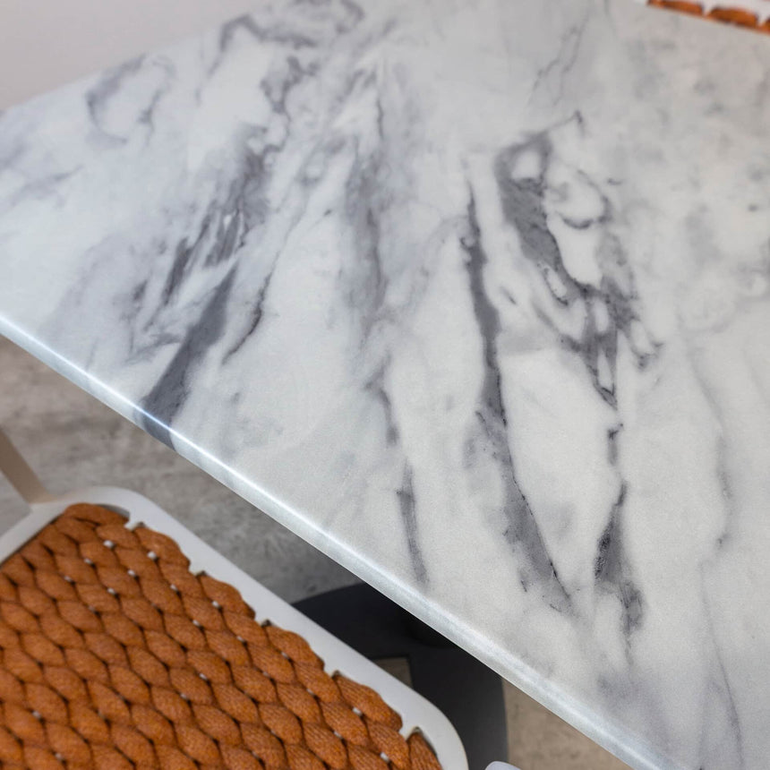 Set masă terasă Tora 3 piese – alb/ocru, blat Marble