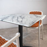 Set masă terasă Tora 3 piese – alb/ocru, blat Marble