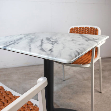 Set masă terasă Tora 3 piese – alb/ocru, blat Marble