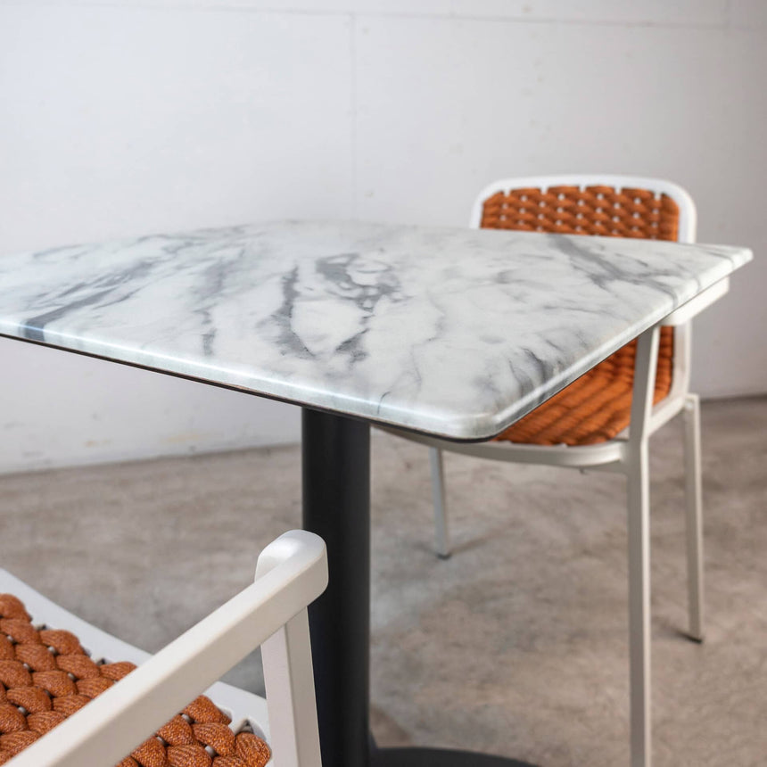 Set masă terasă Tora 3 piese – alb/ocru, blat Marble