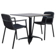 Set masă terasă Tora 3 piese – negru, blat 80×80 cm