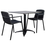Set masă terasă Tora 3 piese – negru, blat 80×80 cm