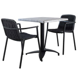 Set masă terasă Tora 3 piese – negru, blat Zinc 70×70