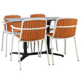Set masă terasă Tora 5 piese – alb/ocru, 120×70 cm