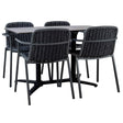 Set masă terasă Tora 5 piese – negru, blat 120×70 cm
