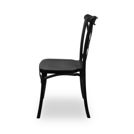 Scaun de nuntă Chiavari Fiorini în variantă neagră, vedere laterală