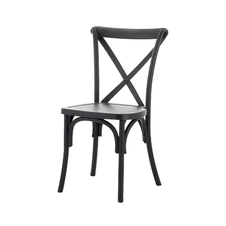 Scaun de nuntă cross-back din lemn, în variantă neagră
