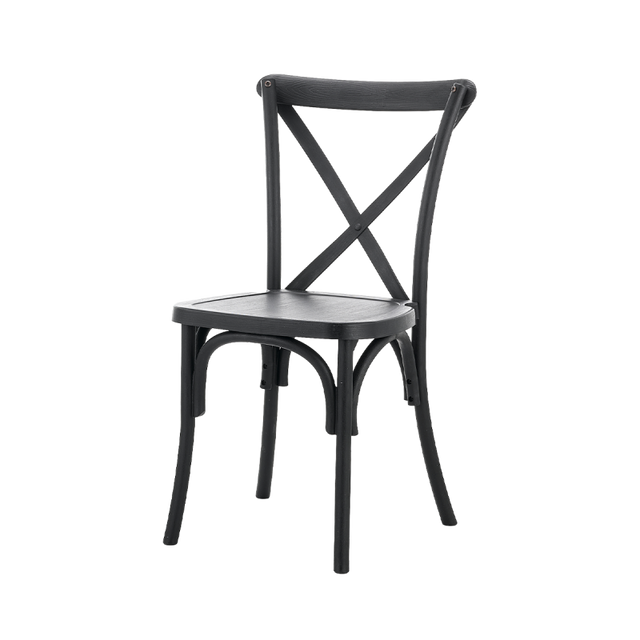 Scaun de nuntă cross-back din lemn, în variantă neagră