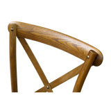 Scaun cross-back rustic închis, văzut din lateral