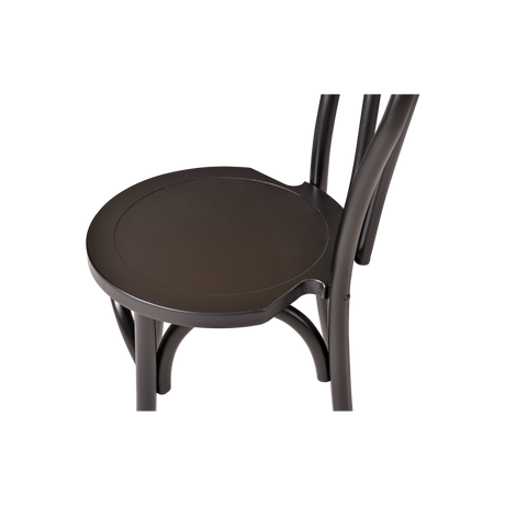 Scaune Monet Wood negre la o masă de nuntă aranjată