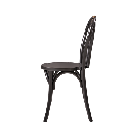 Scaun de nuntă Monet Wood cu finisaj negru, vedere laterală