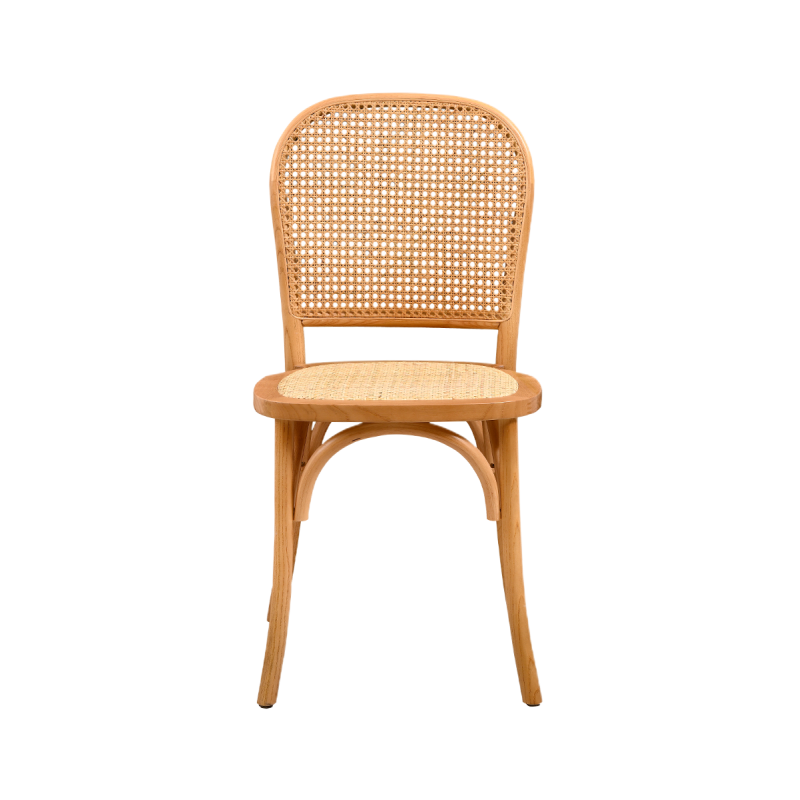 Detaliu al spătarului scaunului Palermo din lemn masiv culoare miere